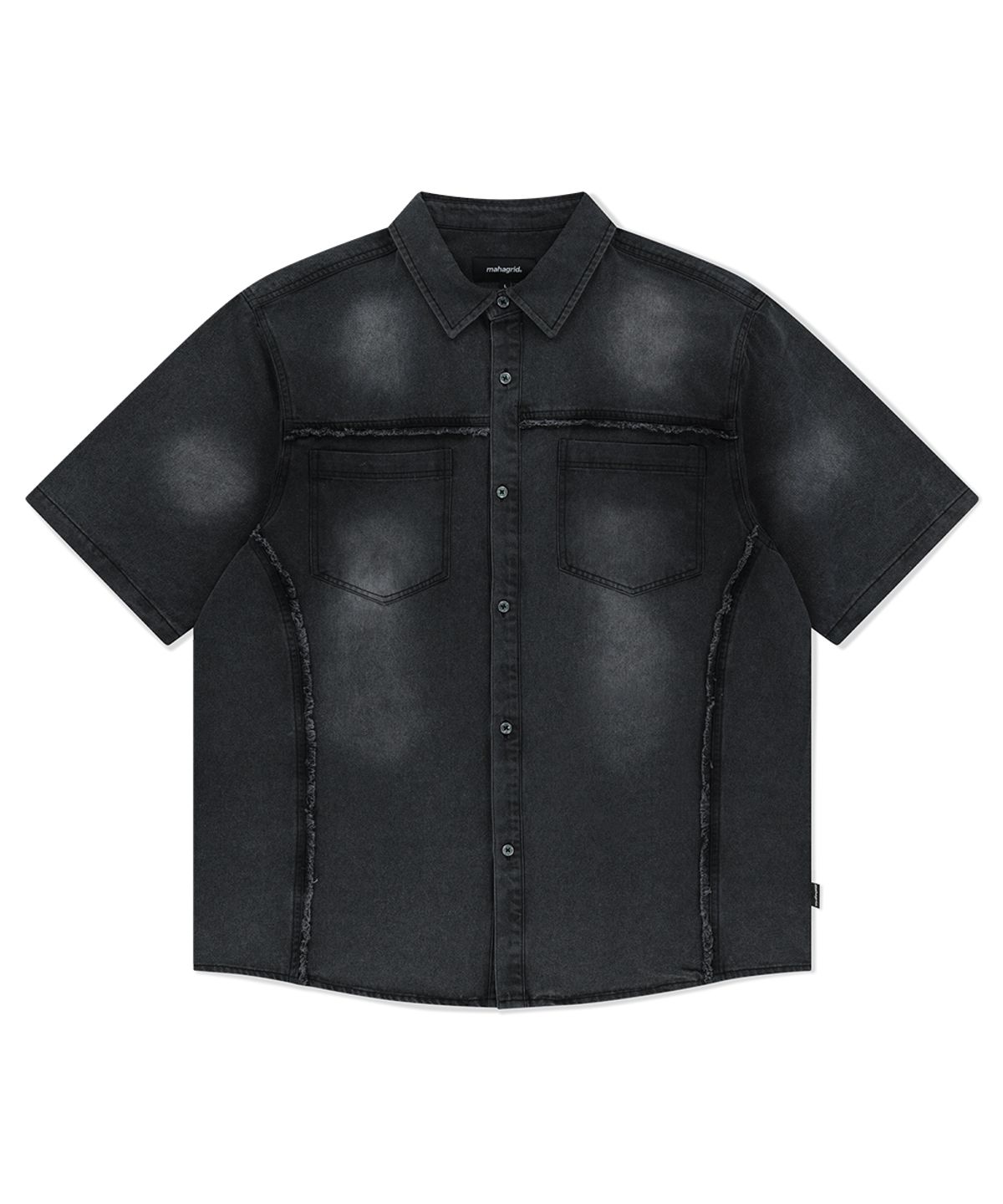 마하그리드(MAHAGRID) DENIM HALF SHIRT BLACK(MG2FMMW345A)