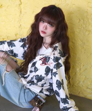 melted love hood zip-up - ivory