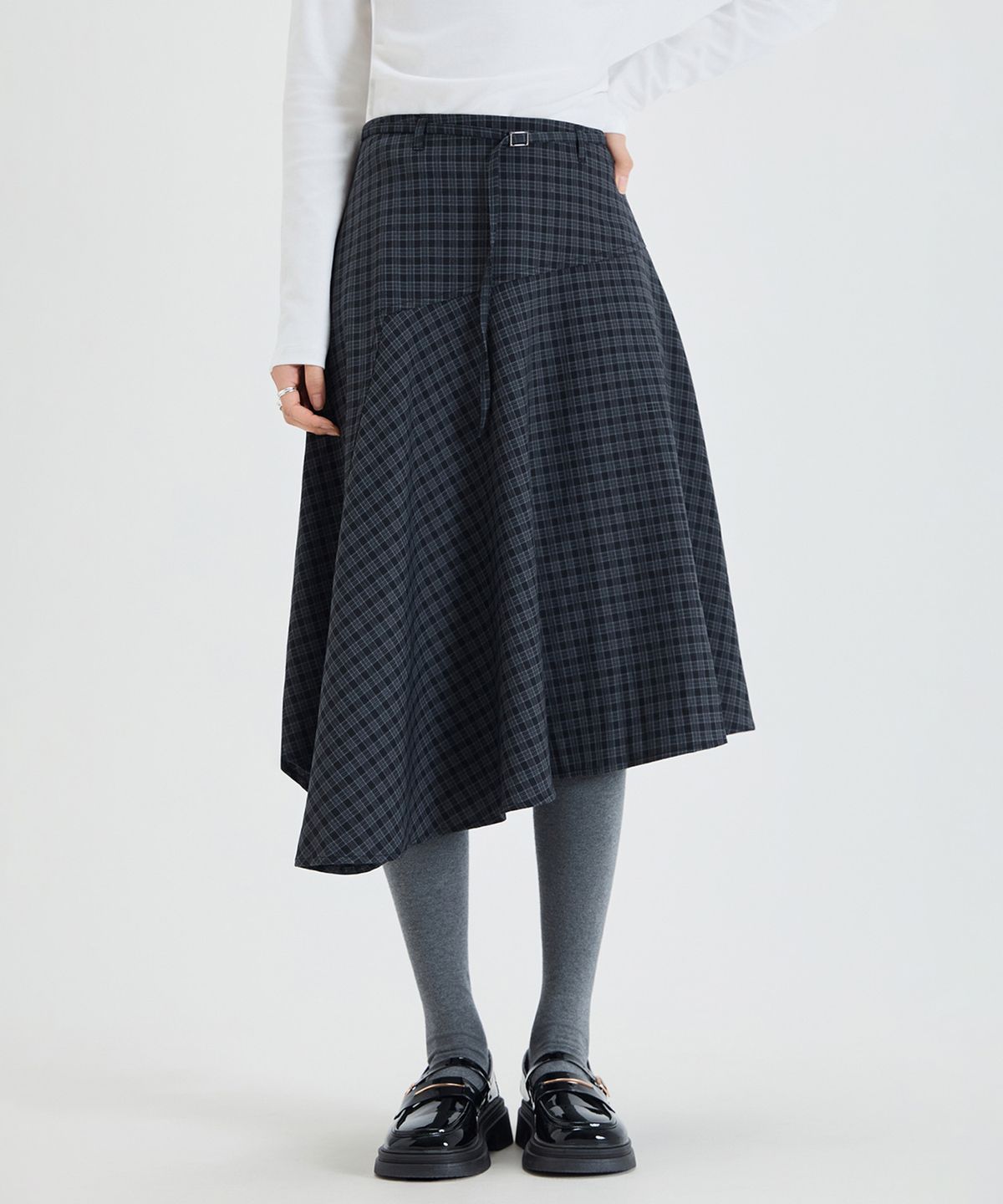 미쏘(MIXXO) 언발 미디 스커트_MIWWHG316B