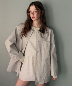 하토 레더 카라 하프 야상 자켓