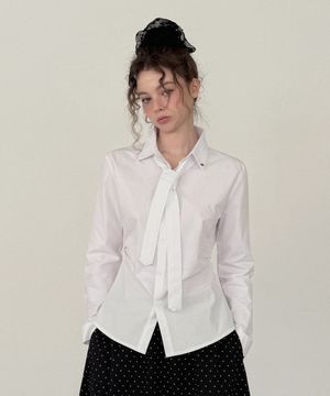 롤로 슬림 핀턱 긴팔 셔츠(스트랩set)