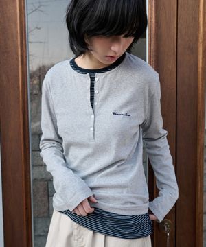 Whenever Henley Neck T-shirt - Melange Grey