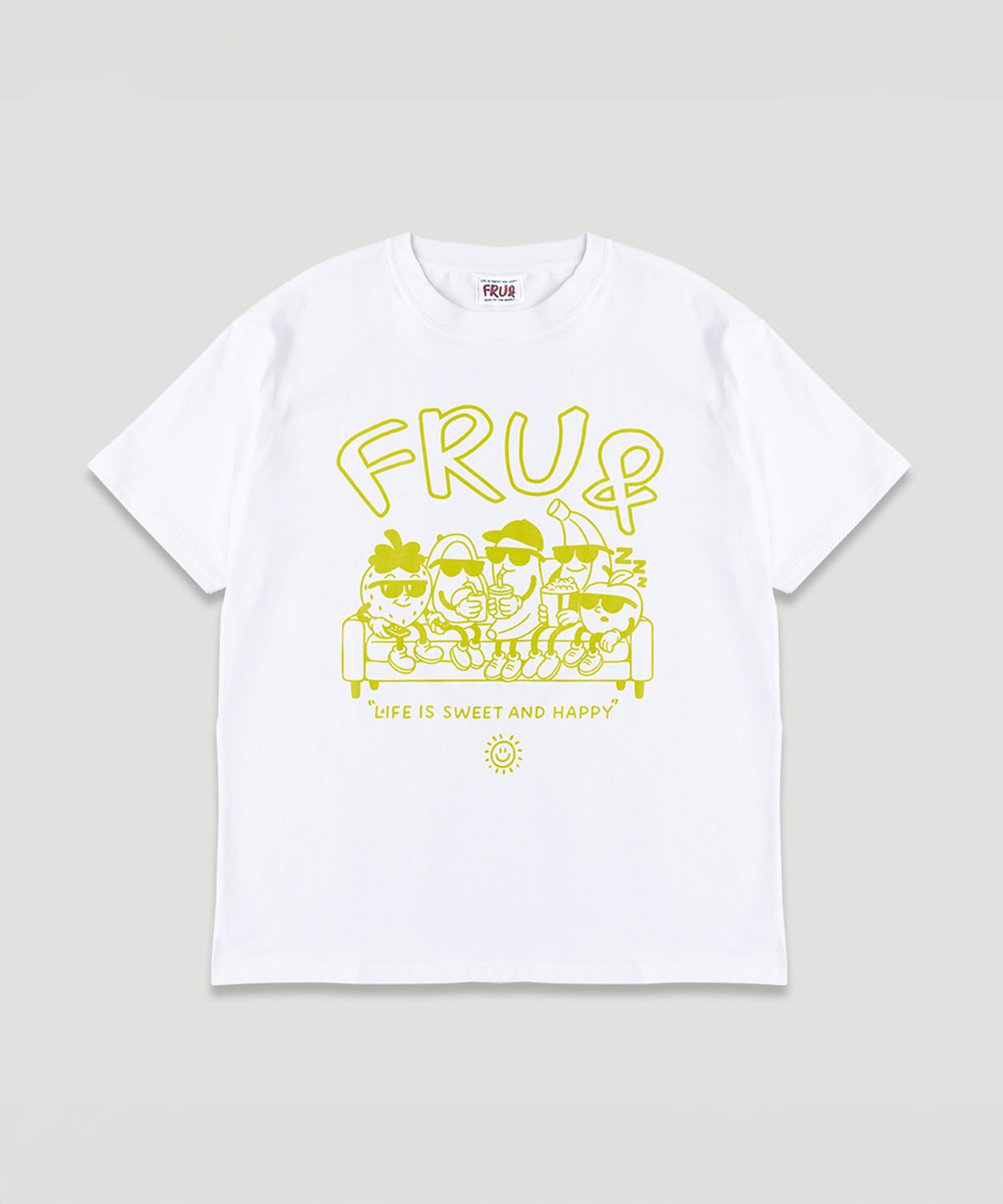 프루앤(FRUAND) 라인 컬러 그래픽 반팔티셔츠_옐로