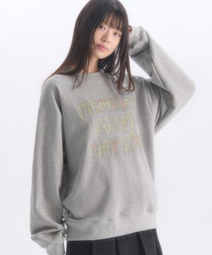 Moment 아플리케 자수 맨투맨 티셔츠 AMM1401(멜란지)