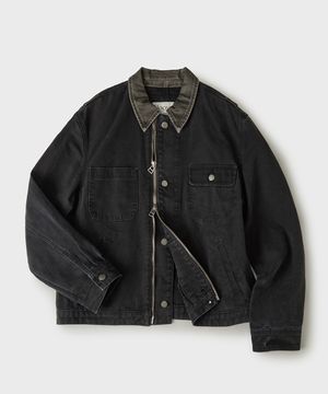 블리치드 캔버스 워크 자켓[워시드블랙]