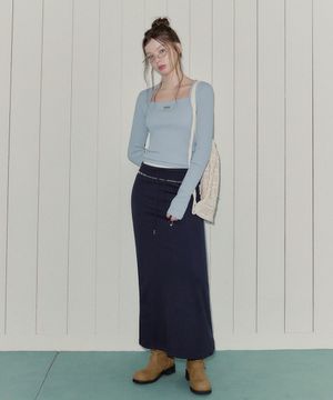 코니 레이어드 밴딩 롱 스커트