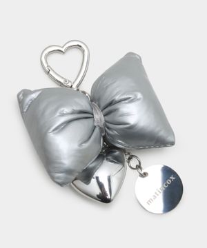 Padded Heart Keyring - Silver