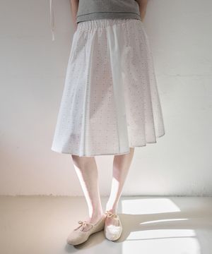 코티지 패치워크 미디 스커트 ( 화이트 )