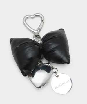 Padded Heart Keyring - Black