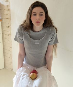 팜스 레이어드 레이스 반팔티 ( 그레이 )