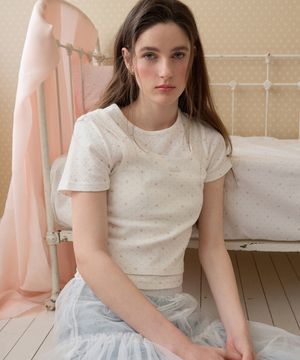 팜스 레이어드 레이스 반팔티 ( 아이보리 )