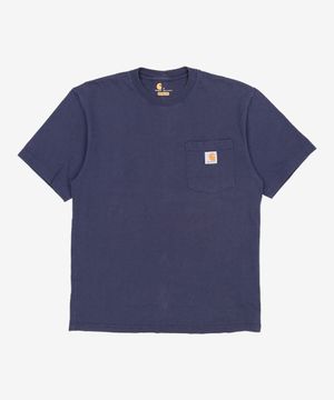 K87 워크웨어 포켓 반팔티 다크코발트 블루헤더 S