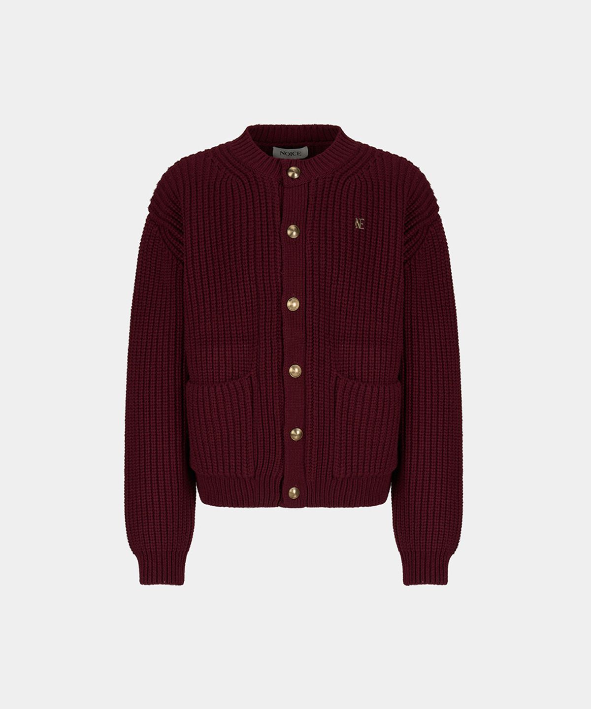 노이스(NOICE) M HEAVY-GAUGE WOOL-BLEND CARDIGAN - WINE