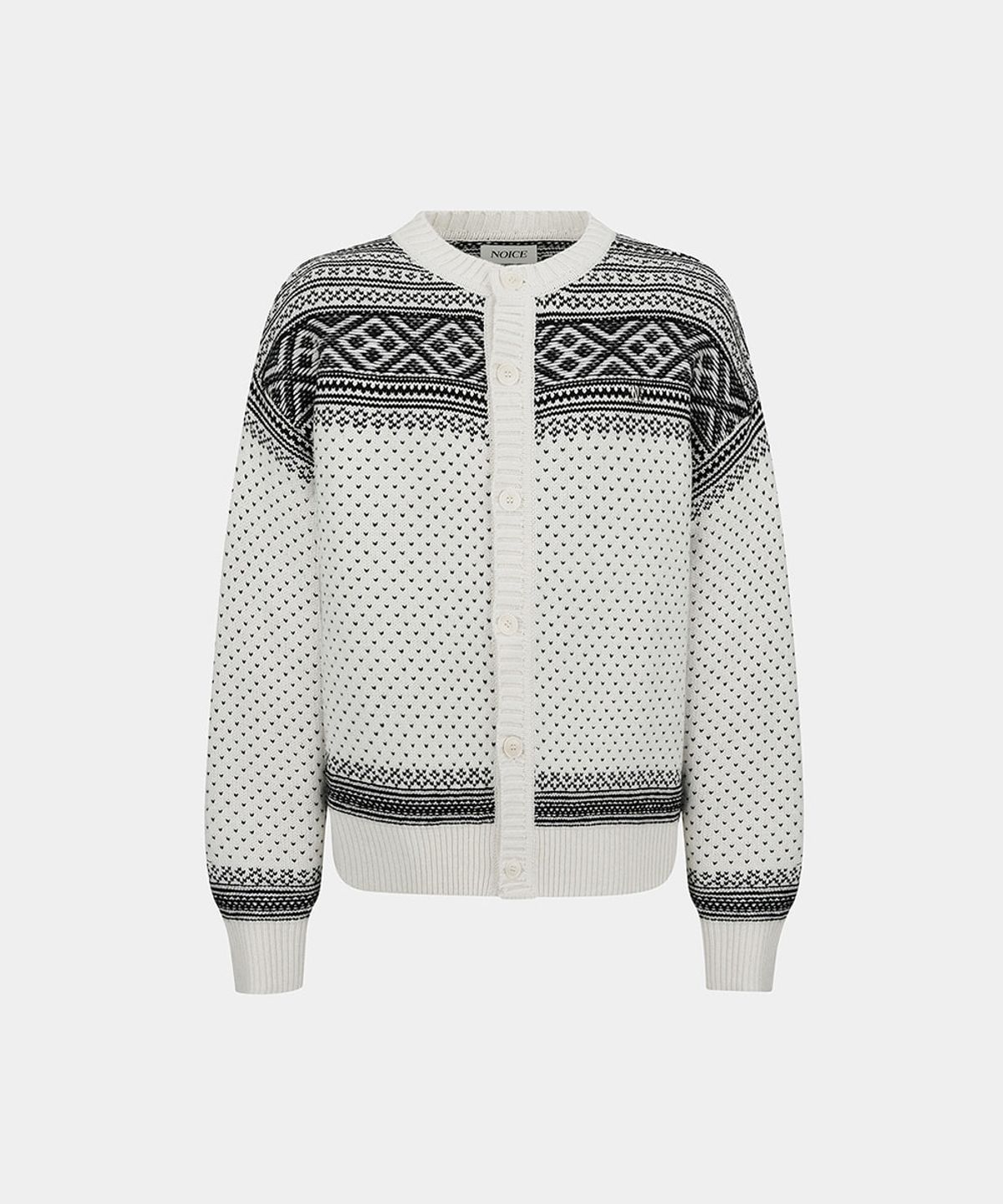 노이스(NOICE) M NORDIC WOOL-BLEND KNIT CARDIGAN - IVORY