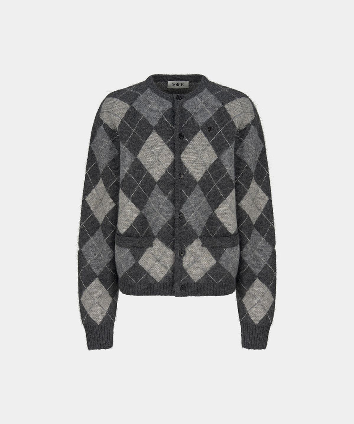 노이스(NOICE) M ARGYLE MOHAIR KNIT CARDIGAN - GRAY