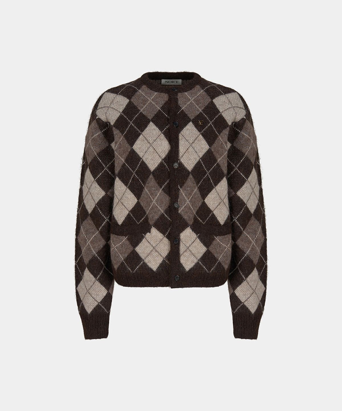 노이스(NOICE) M ARGYLE MOHAIR KNIT CARDIGAN - BROWN