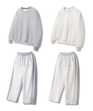 [SET]무지 오버핏 맨투맨 핀턱 트레이닝 팬츠 셋업