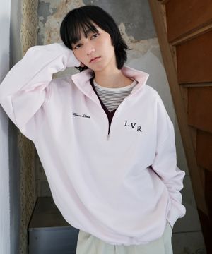 British Half-Zip Sweatshirt - Blush Pink