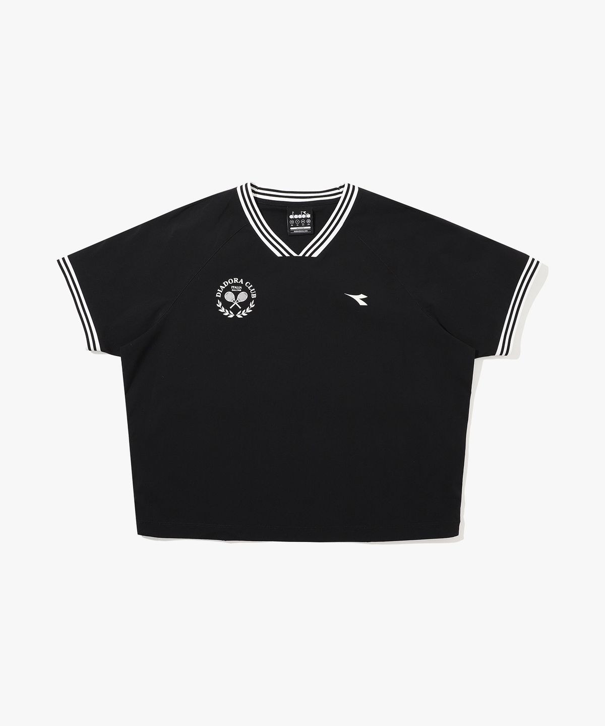 디아도라(diadora) 테니스타 크롭 반팔 피스테 우먼 BLACK