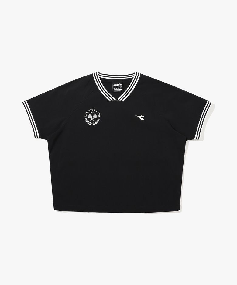 테니스타 크롭 반팔 피스테 우먼 BLACK