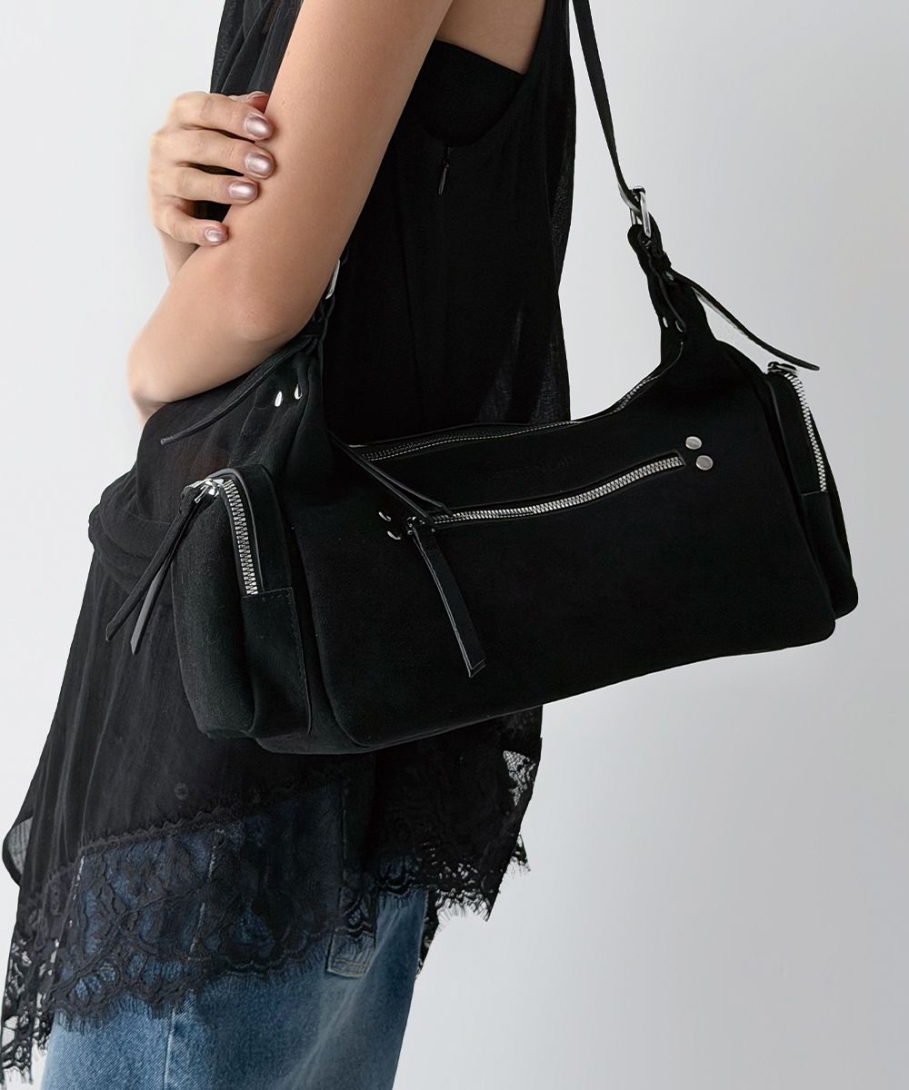 【Parts Lab.】Cow Suede Flap Shoulder Bag MUSINSA | THE GREEN LAB Suede Cargo Shoulder Bag [Black]