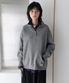 Wool Knit Half-zip Pullover - Melange Grey