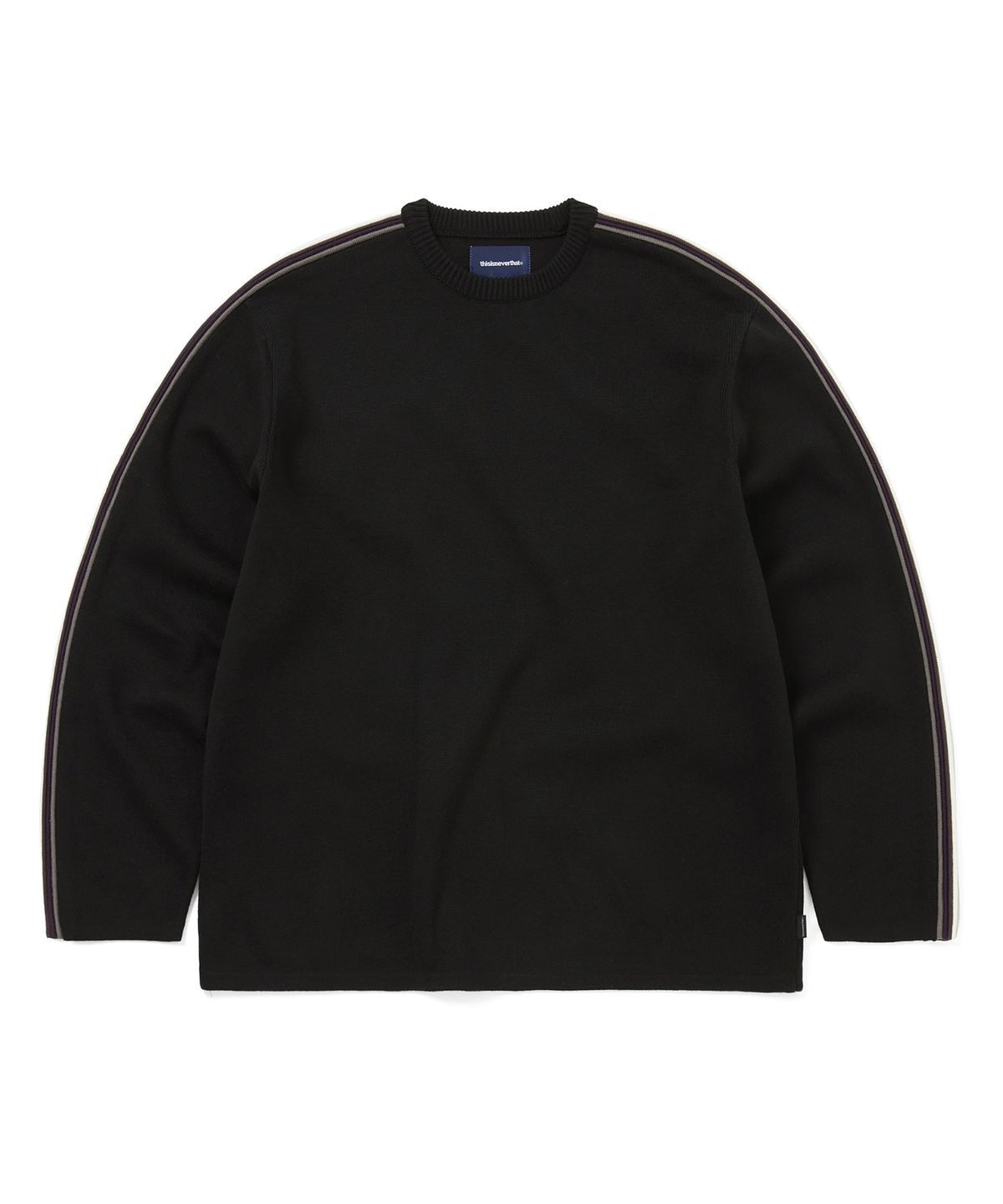 디스이즈네버댓(THISISNEVERTHAT) Striped Sleeve Knit Crew Black