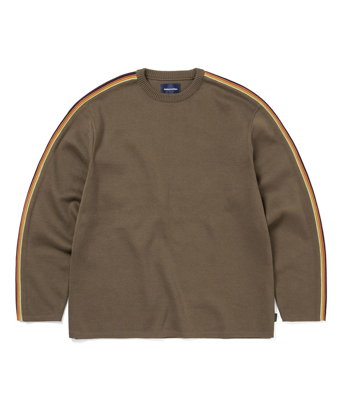 디스이즈네버댓(THISISNEVERTHAT) Striped Sleeve Knit Crew Brown