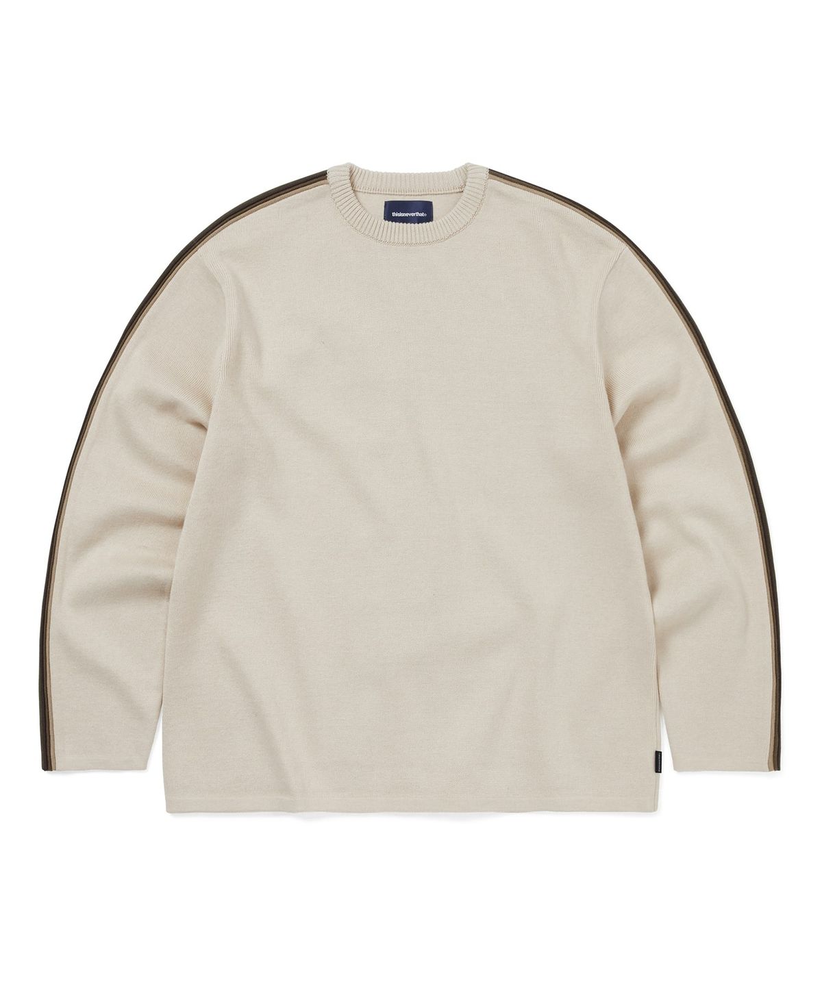 디스이즈네버댓(THISISNEVERTHAT) Striped Sleeve Knit Crew Ivory