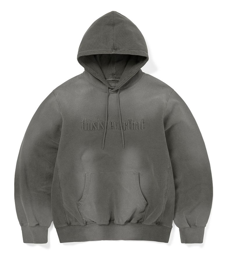 Overdyed Embroidery Hoodie Charcoal