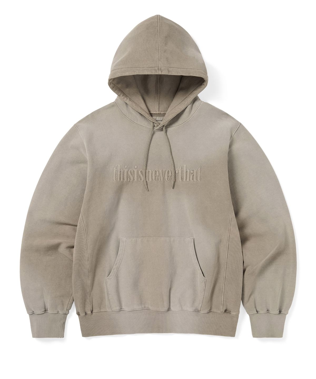 디스이즈네버댓(THISISNEVERTHAT) Overdyed Embroidery Hoodie Desert Grey