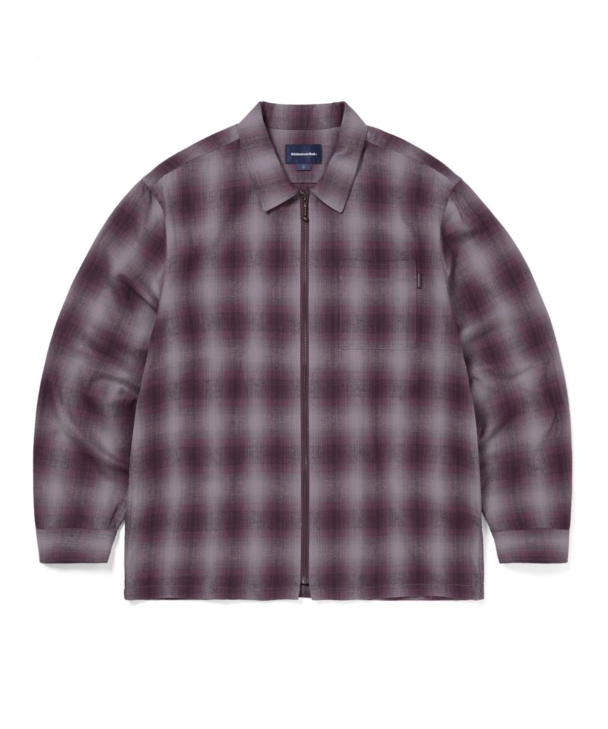디스이즈네버댓(THISISNEVERTHAT) Nep Check Zip Shirt Burgundy