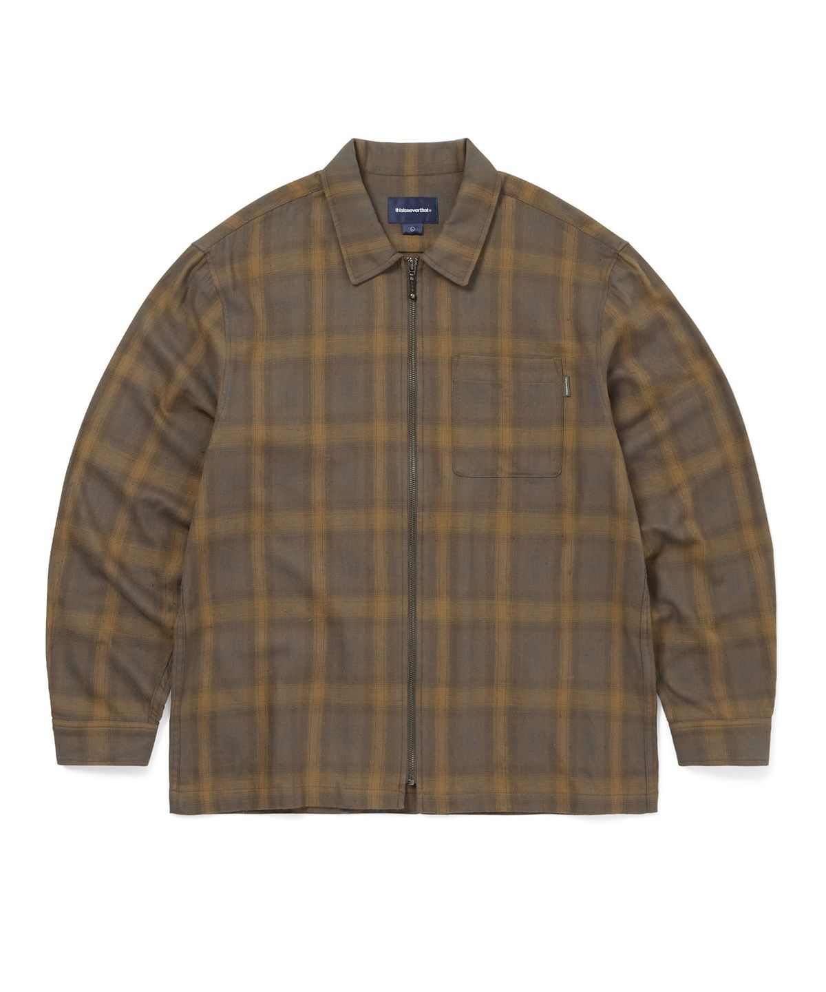 디스이즈네버댓(THISISNEVERTHAT) Nep Check Zip Shirt Brown