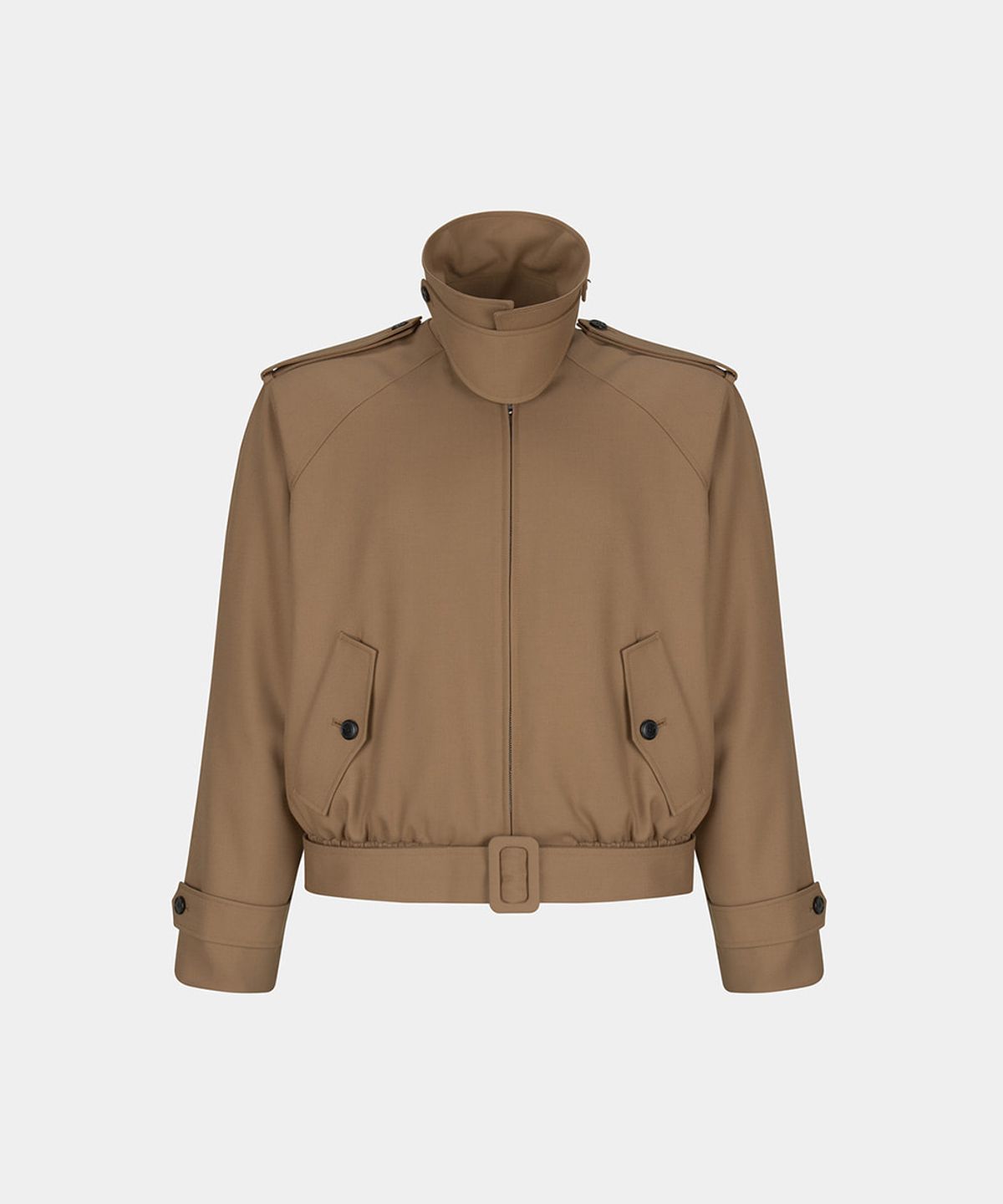 노이스(NOICE) NECK BUCKLE WOOL BLEND BLOUSON - CAMEL