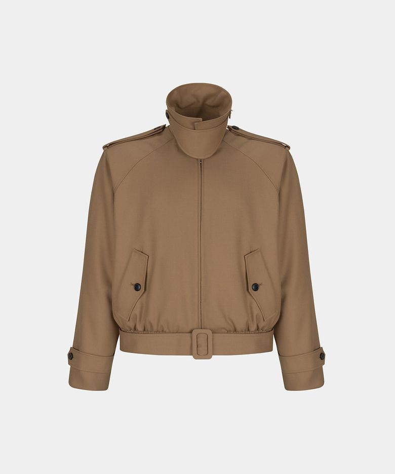 NECK BUCKLE WOOL BLEND BLOUSON - CAMEL