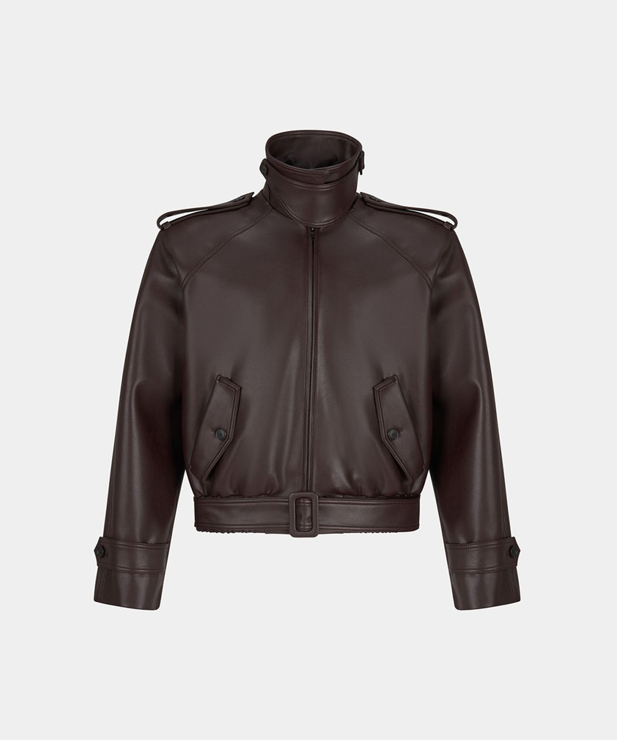 노이스(NOICE) AVIATOR FAUX LEATHER BLOUSON - BURGUNDY