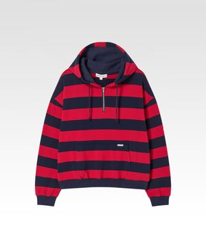 럭비 하프 집업 스웨트 후디 레드