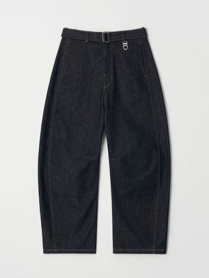 벨티드 와이드커브 데님 팬츠(인디고)