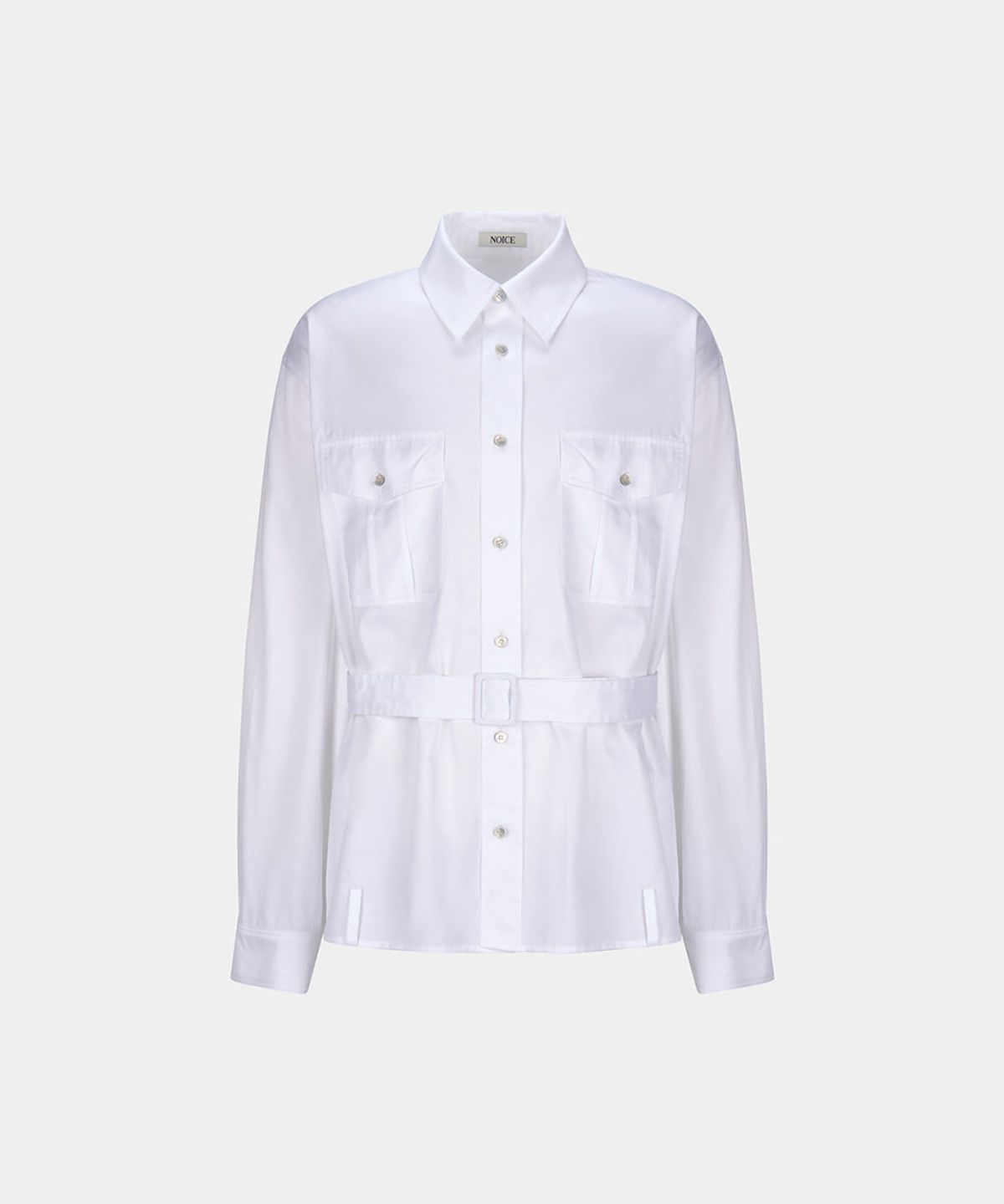 노이스(NOICE) M BELTED COTTON SHIRT - WHITE