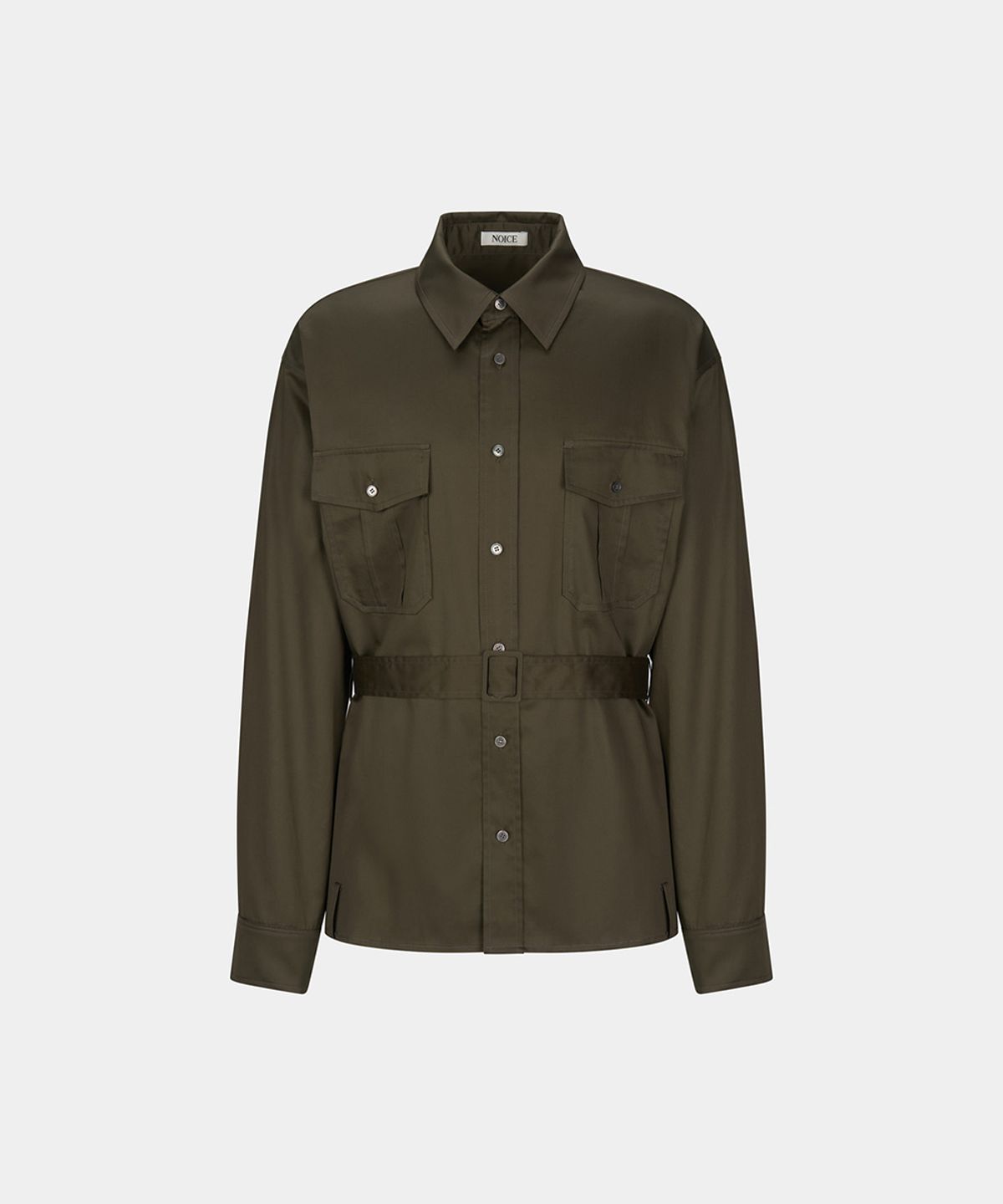 노이스(NOICE) M BELTED COTTON SHIRT - KHAKI