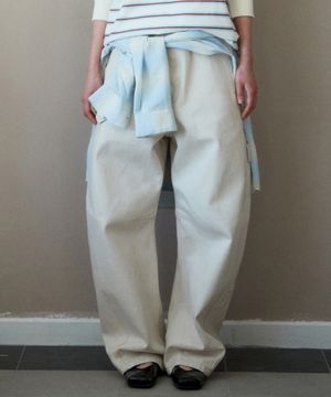 벨티드 와이드커브 데님 팬츠(아이보리)