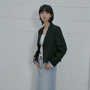 소매 배색 크랍 자켓 AS1WJ260