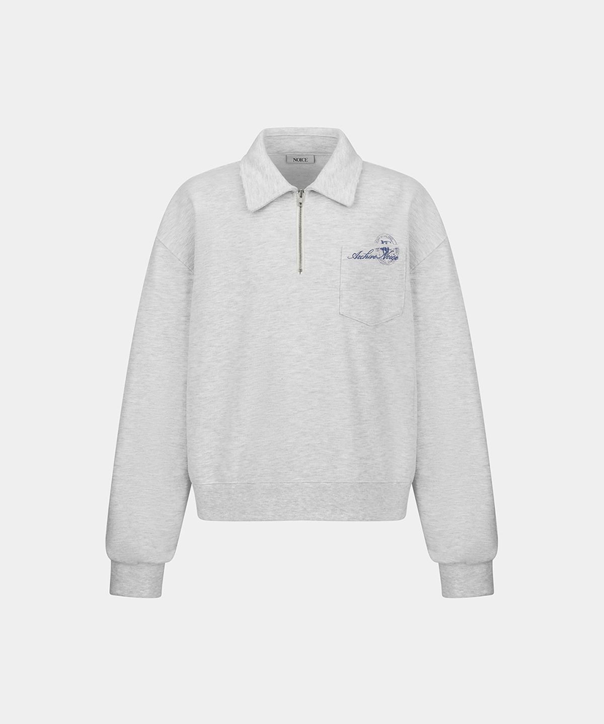 노이스(NOICE) NOICE STAMP QUARTER ZIP SWEATSHIRT - LIGHT GRAY