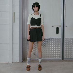 스트라이프 플리츠 미니 스커트 AS1WS260