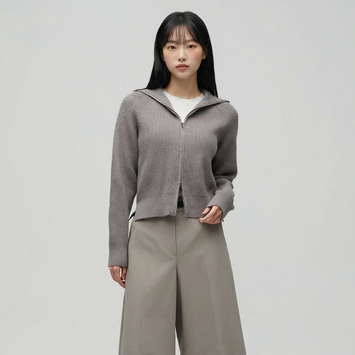 랩(LAP) 배색 레터링 빅카라 집업 AS1KG161