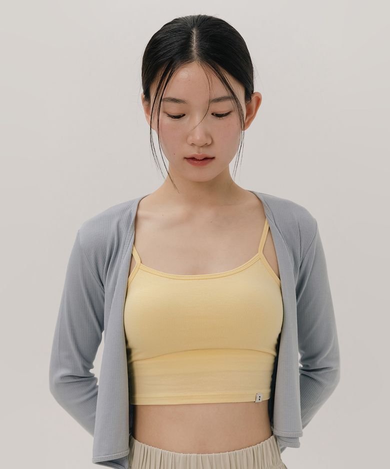Rib crop cardigan_5colors