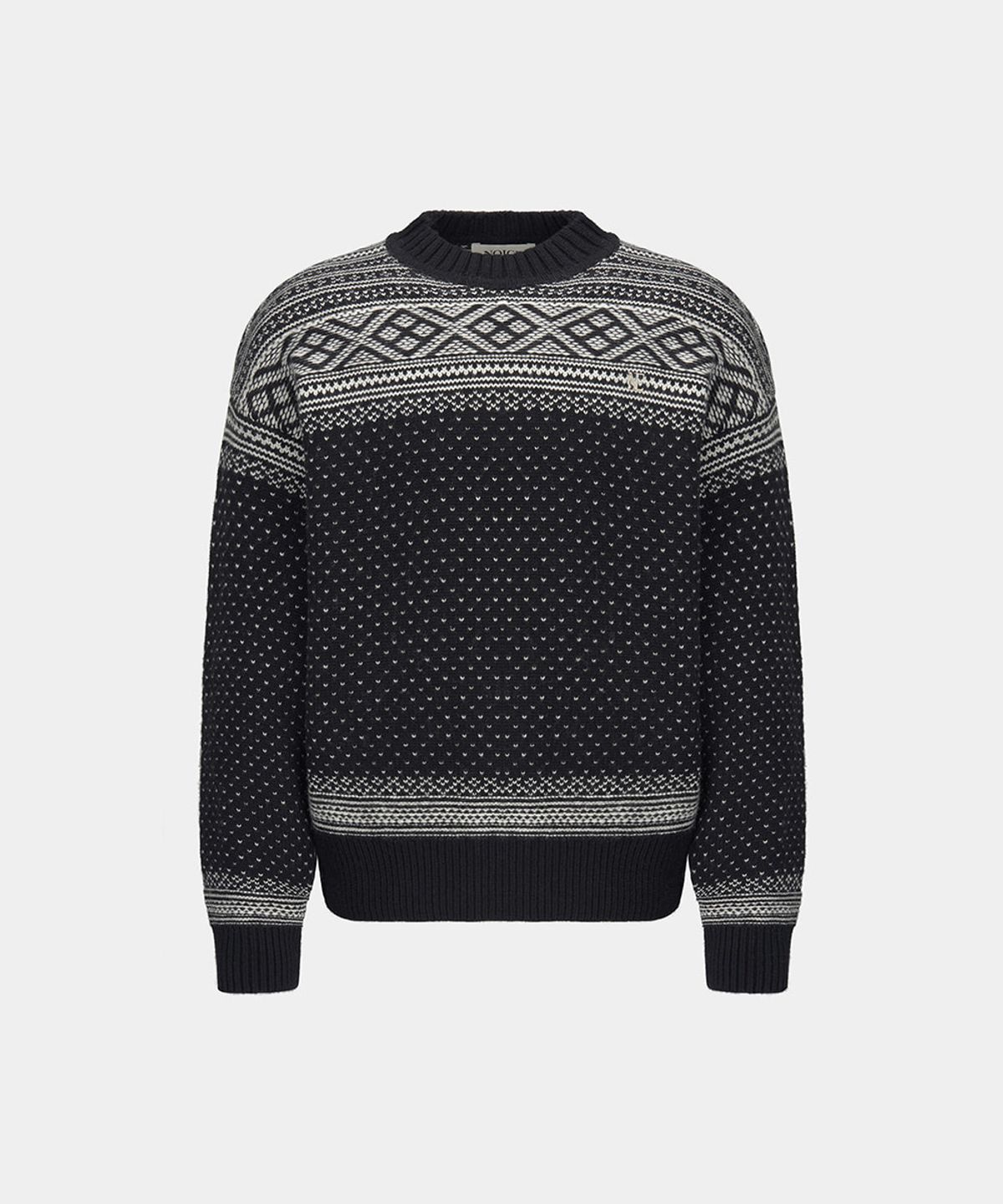 노이스(NOICE) M NORDIC WOOL-BLEND SWEATER - BLACK