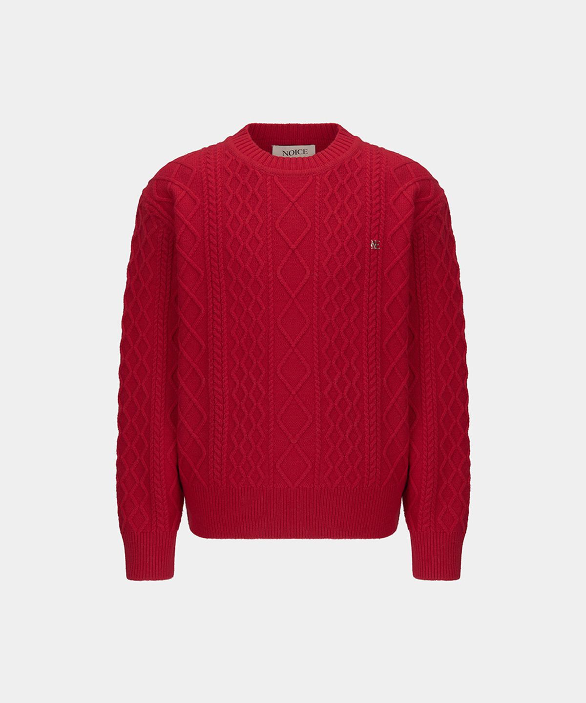 노이스(NOICE) M CABLE WOOL-BLEND SWEATER - RED