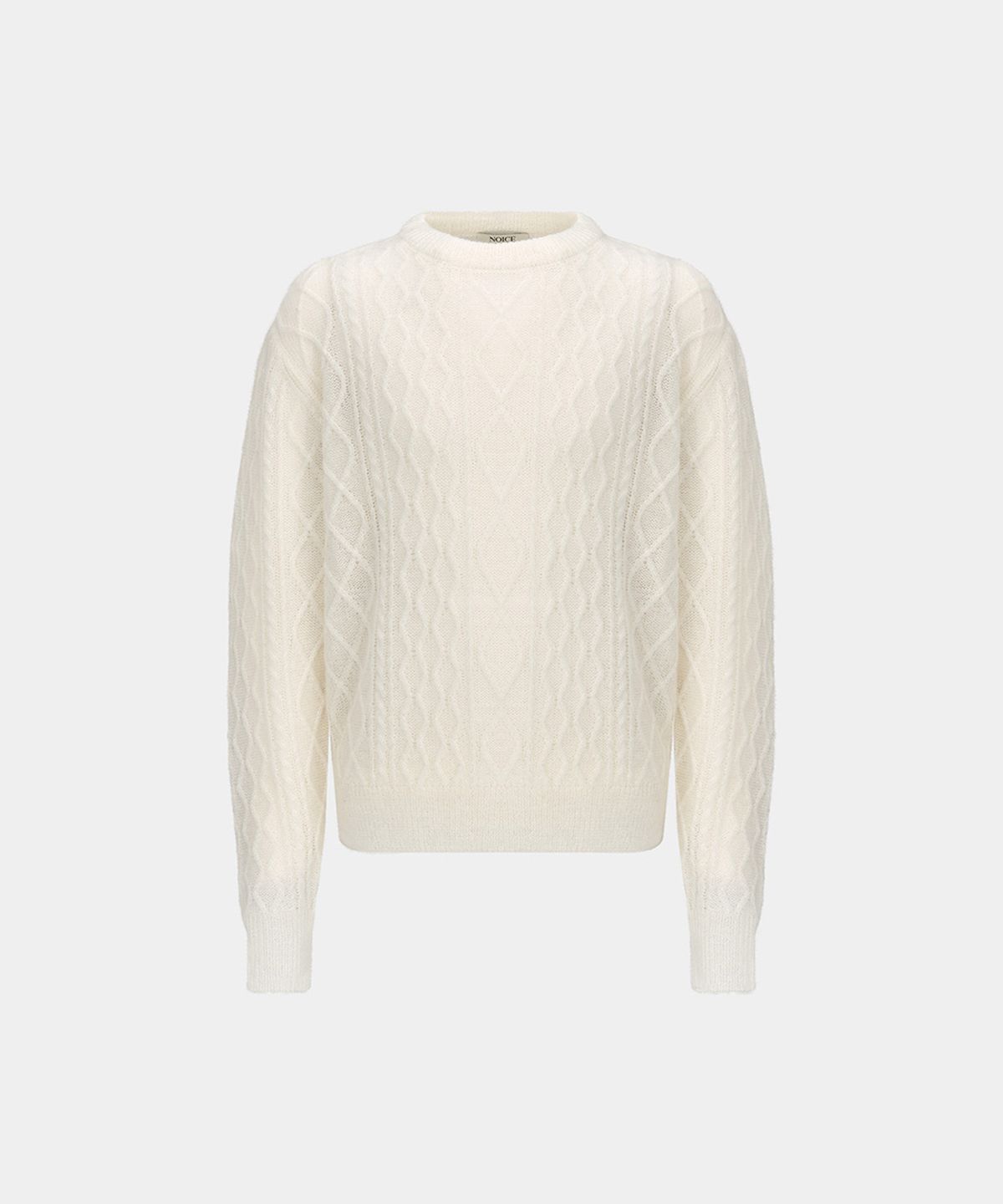 노이스(NOICE) M SHEER WOOL MOHAIR CABLE SWEATER - WHITE