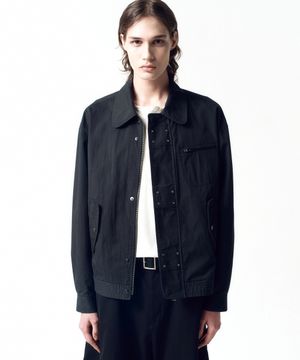 워시드 코튼 스터드 점퍼 WASHED BLACK